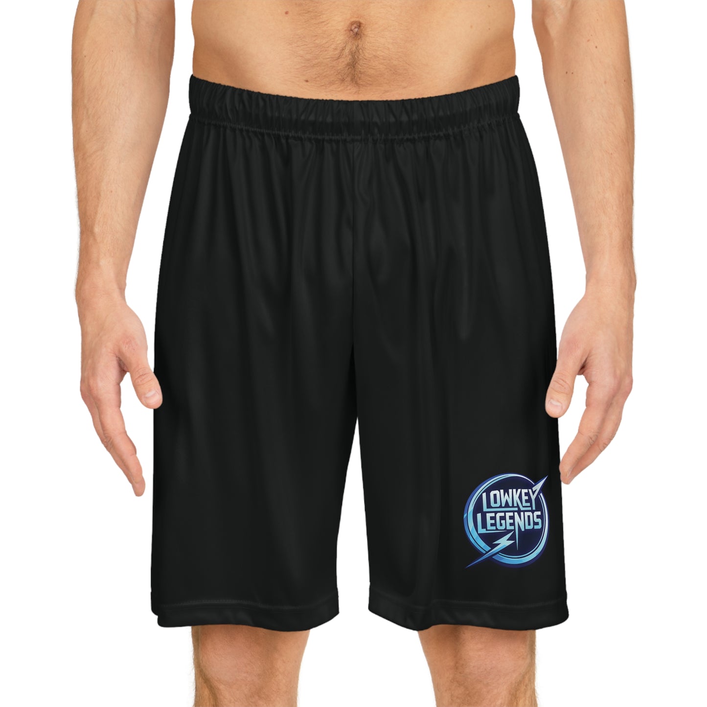 Basketball Shorts — Black 'Lowkey Legends' Athletic Mesh Shorts