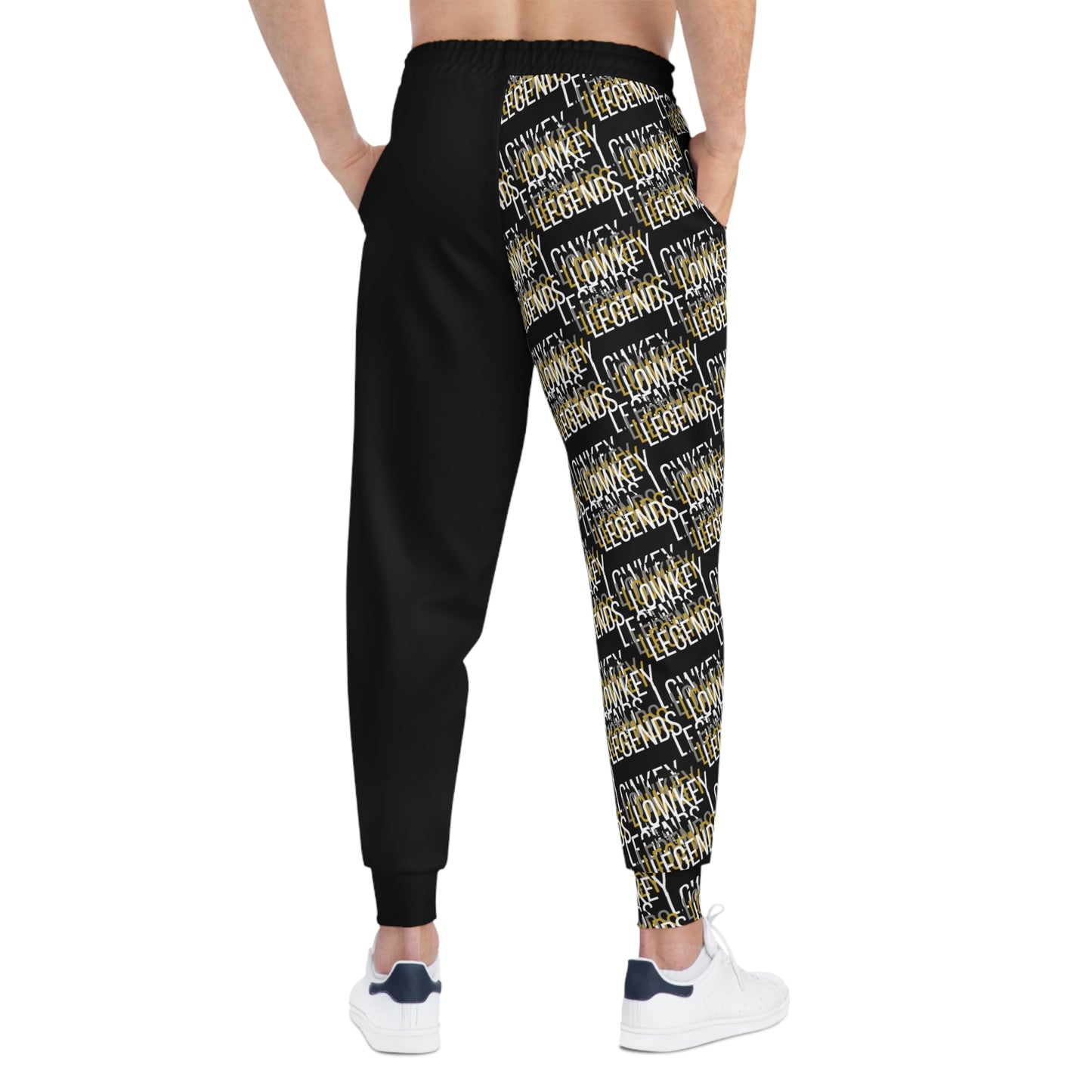 Legends Athletic Joggers — Black & Gold All-Over Print