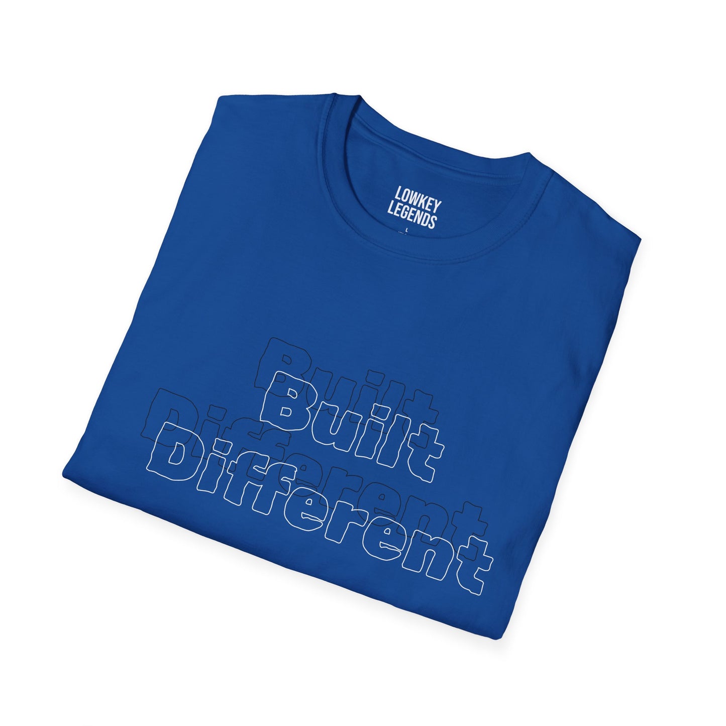 Built Different T-Shirt — Minimal Outline Text Graphic Tee for Confident, Casual Wear