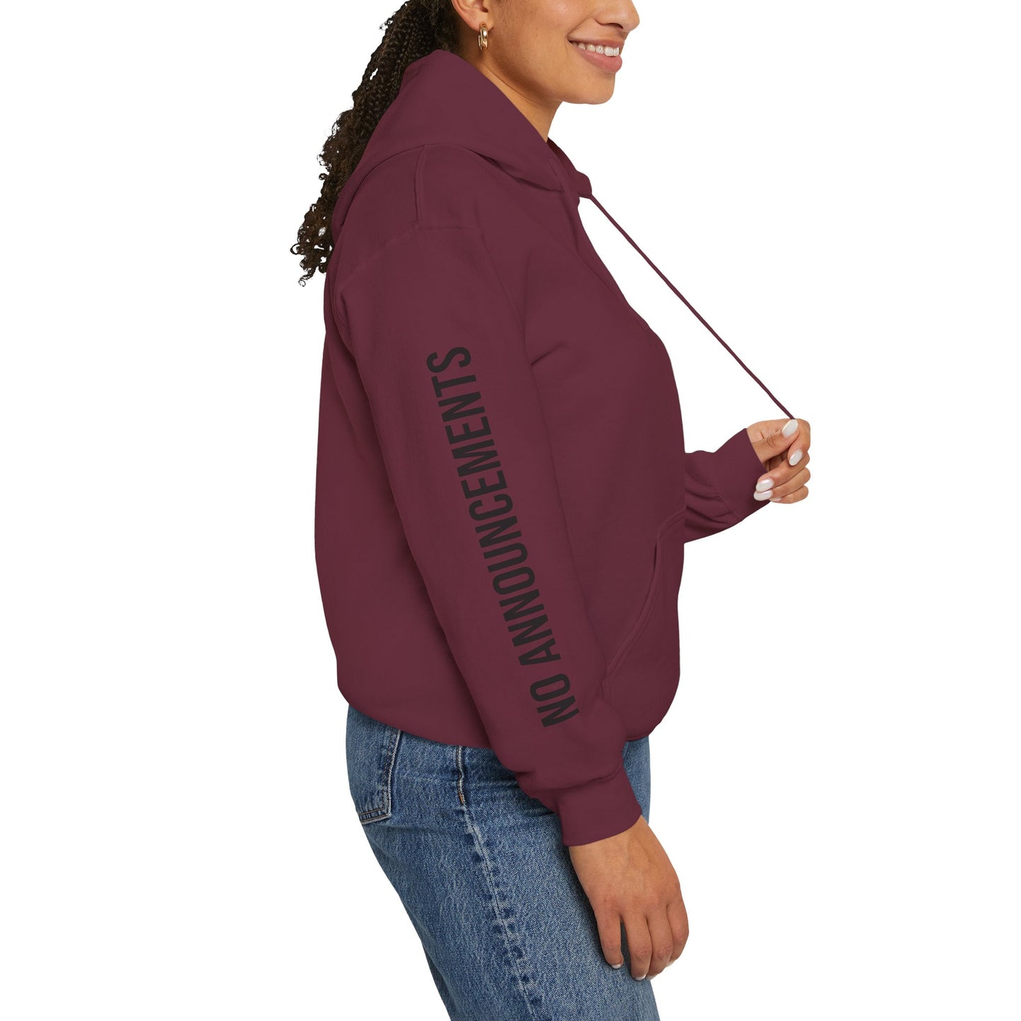 No Announcements Hoodie — Minimal  Logo Pullover