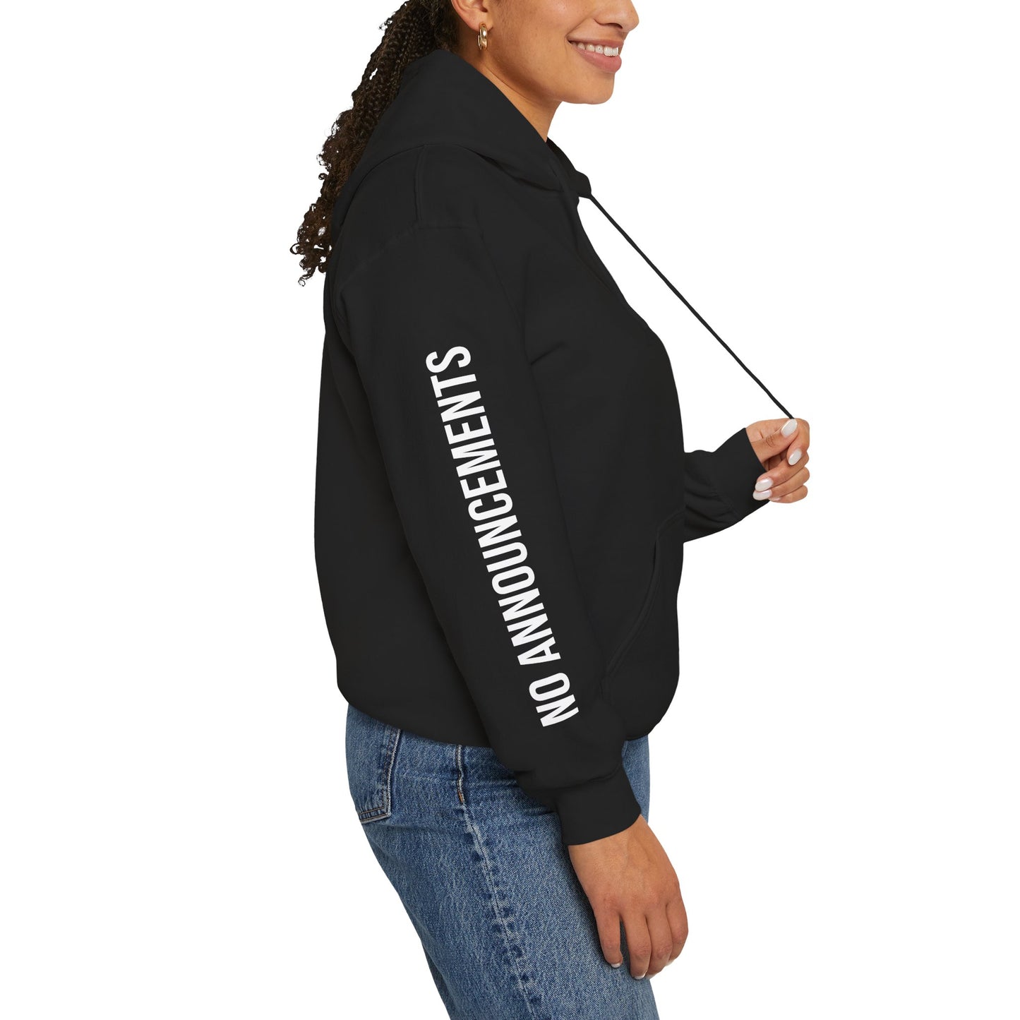 No Announcements Hoodie — Minimal  Logo Pullover