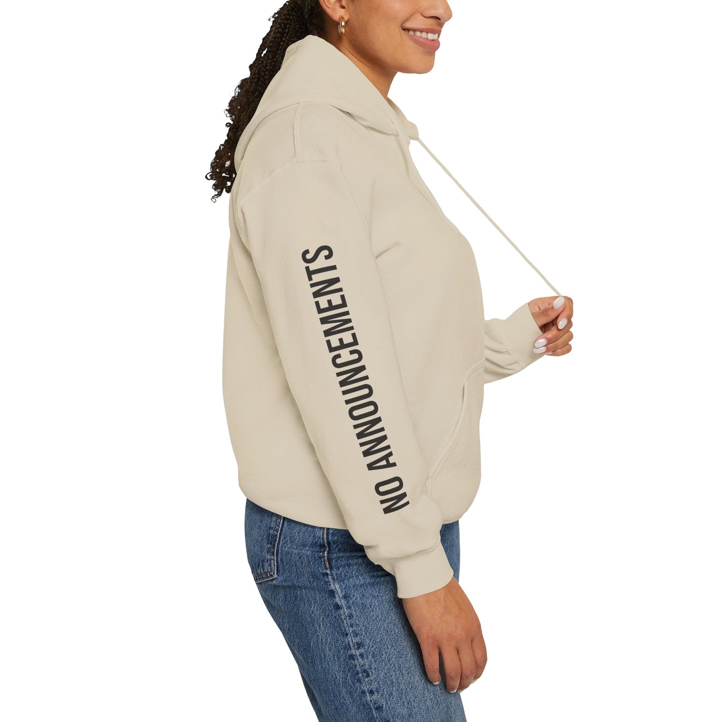 No Announcements Hoodie — Minimal  Logo Pullover