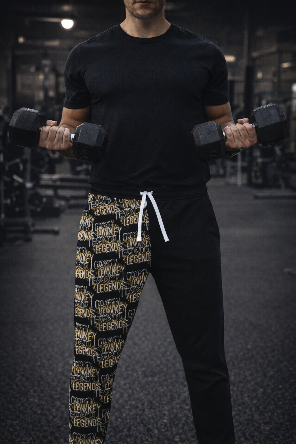 Legends Athletic Joggers — Black & Gold All-Over Print
