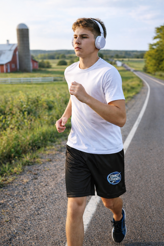 Basketball Shorts — Black 'Lowkey Legends' Athletic Mesh Shorts