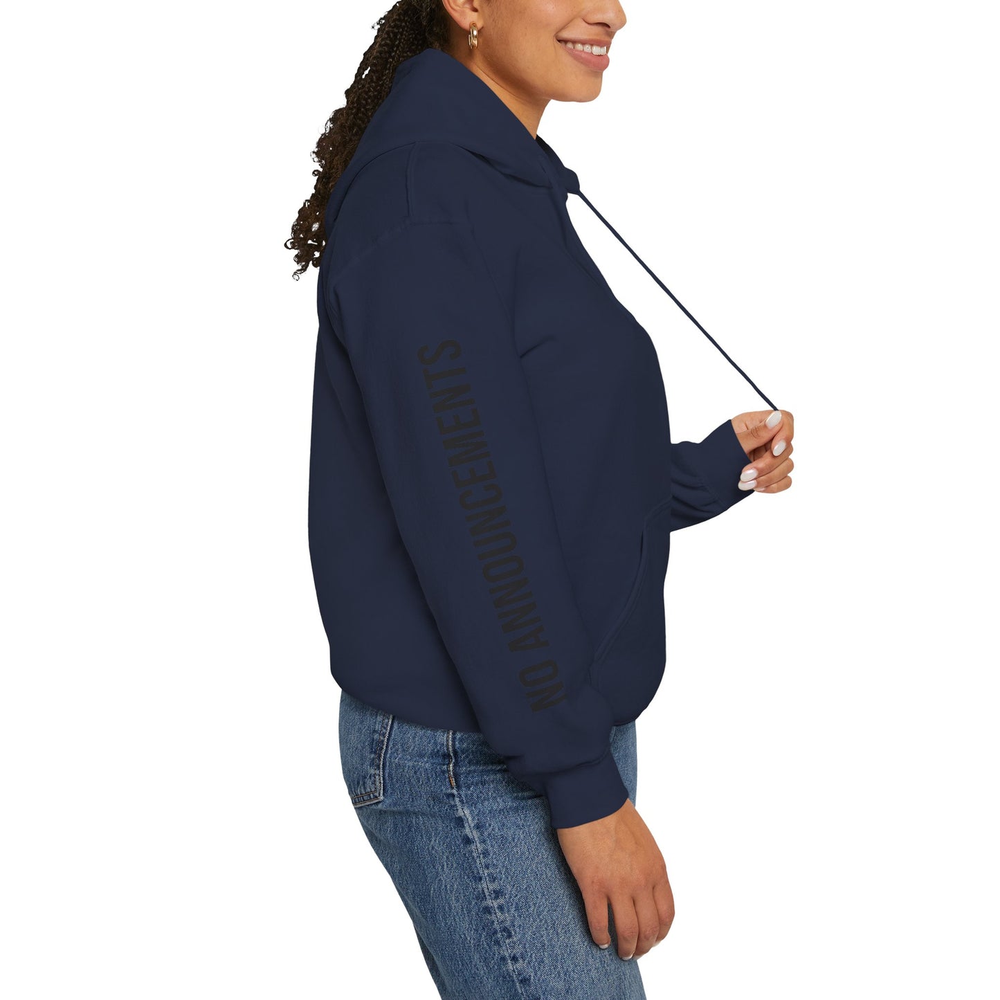 No Announcements Hoodie — Minimal  Logo Pullover