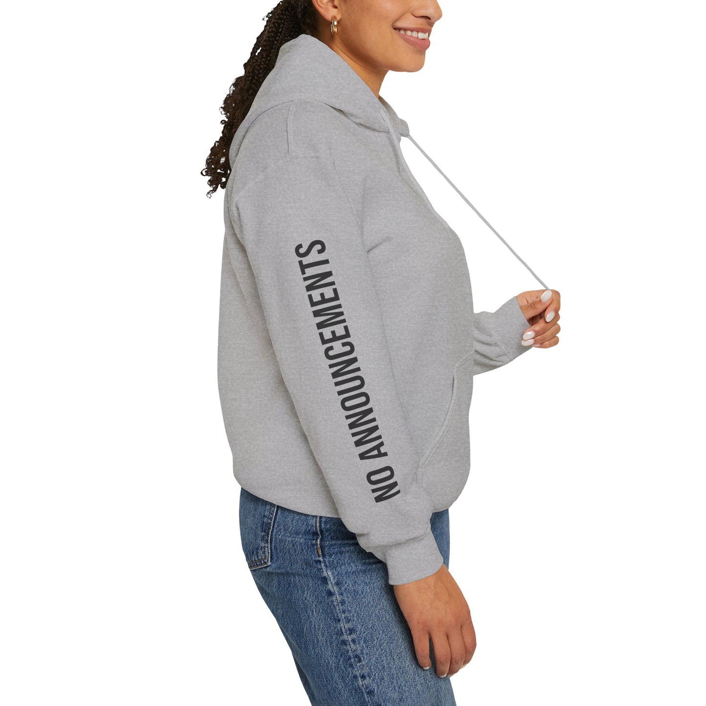 No Announcements Hoodie — Minimal  Logo Pullover