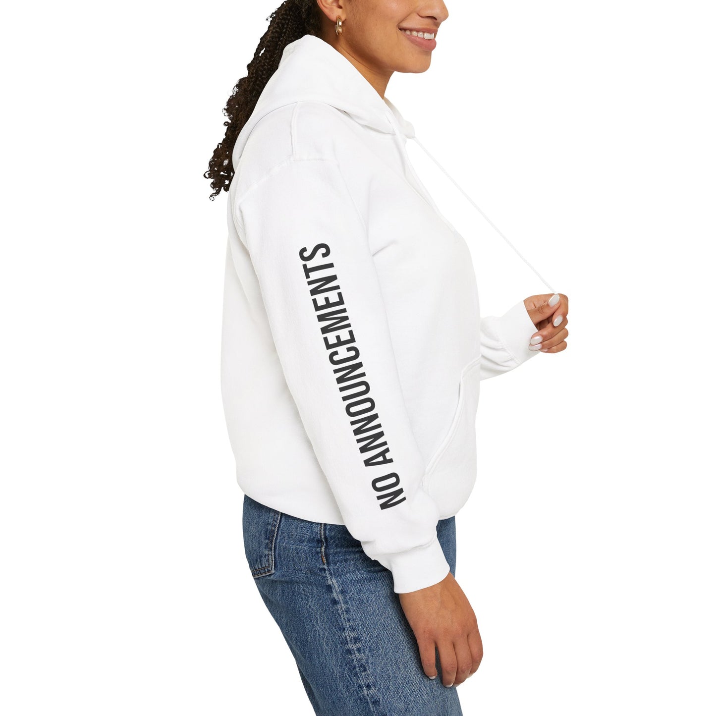 No Announcements Hoodie — Minimal  Logo Pullover