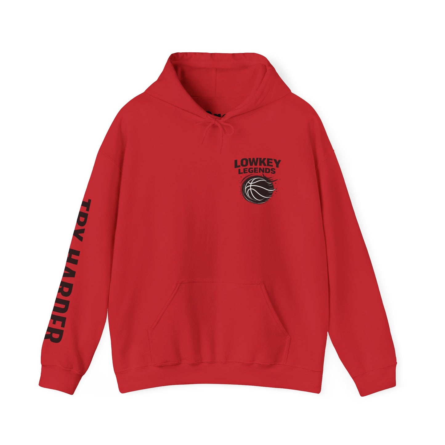 Lowkey Legends Basketball Hoodie — "Try Harder" Sleeve Motivational Pullover - Design By Ty