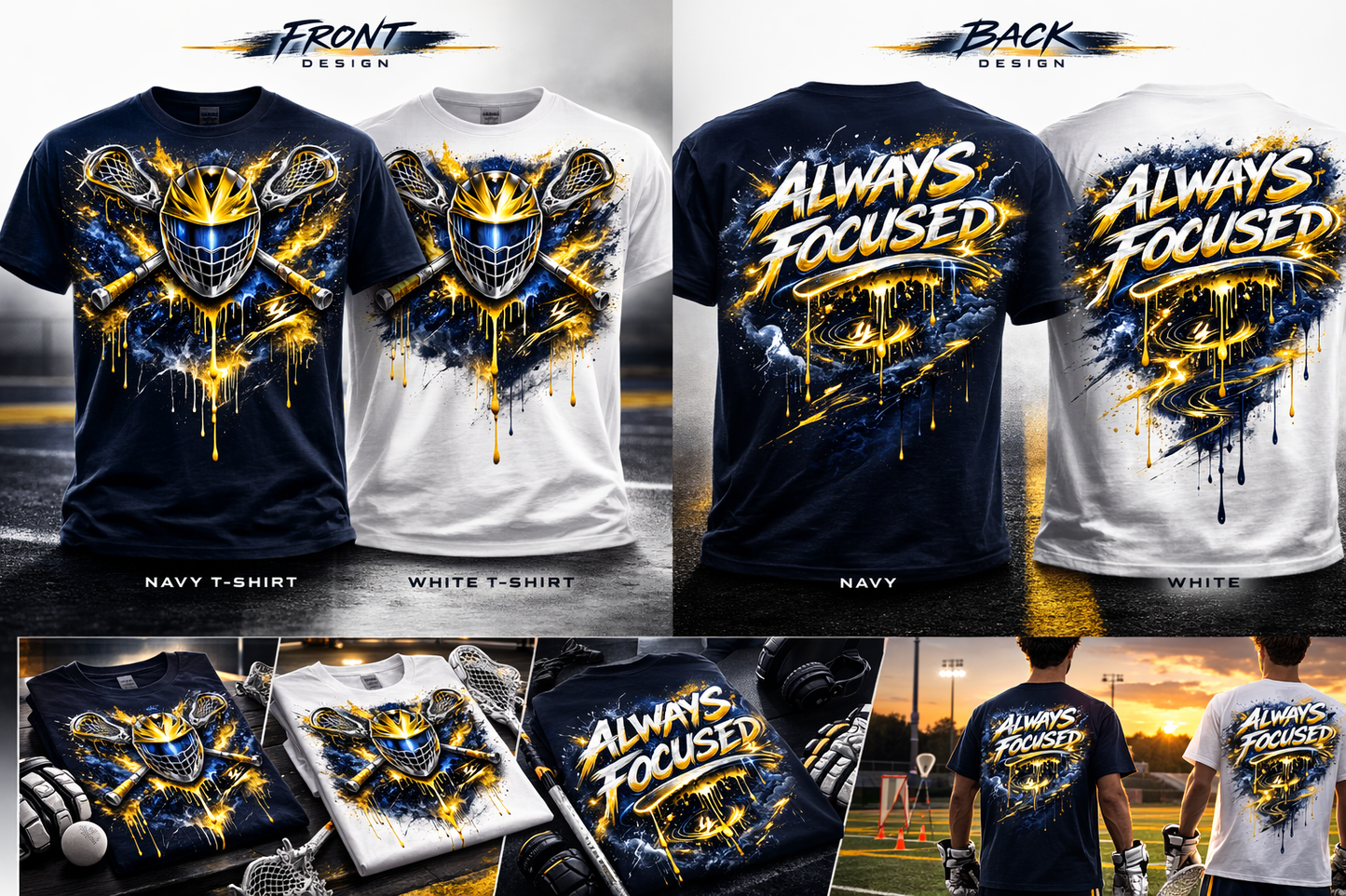 Adult Blue Gold Always Focused Tee