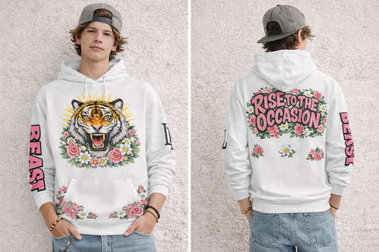 Rise to the Occasion Floral Tiger Hoodie –By Ken